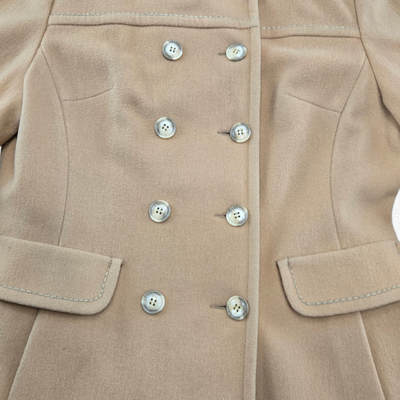 Vintage 60s Davis of Boston Tan Camel Wool Double Breasted Mod Coat Size Medium - Picture 4 of 16